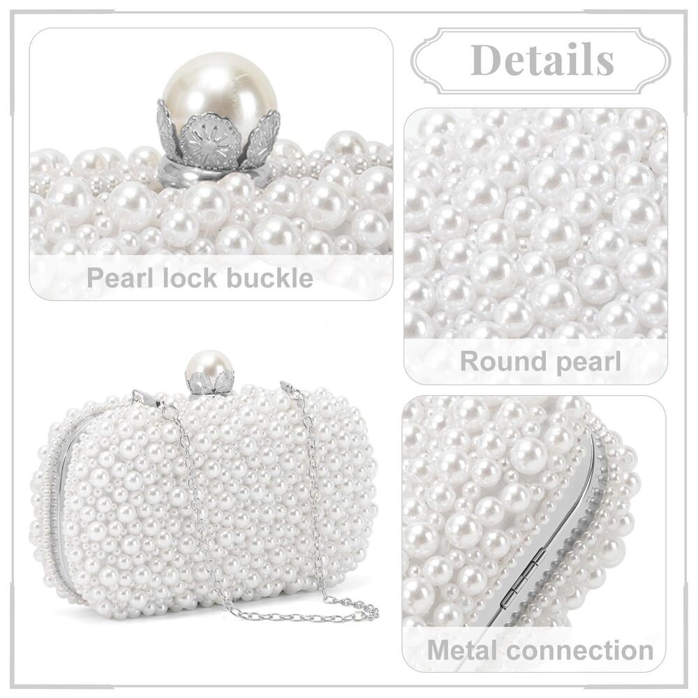 5599 Pearl Evening Handbags Beaded Clutch Purses for Wedding Bridal Party - Picture 5 of 7